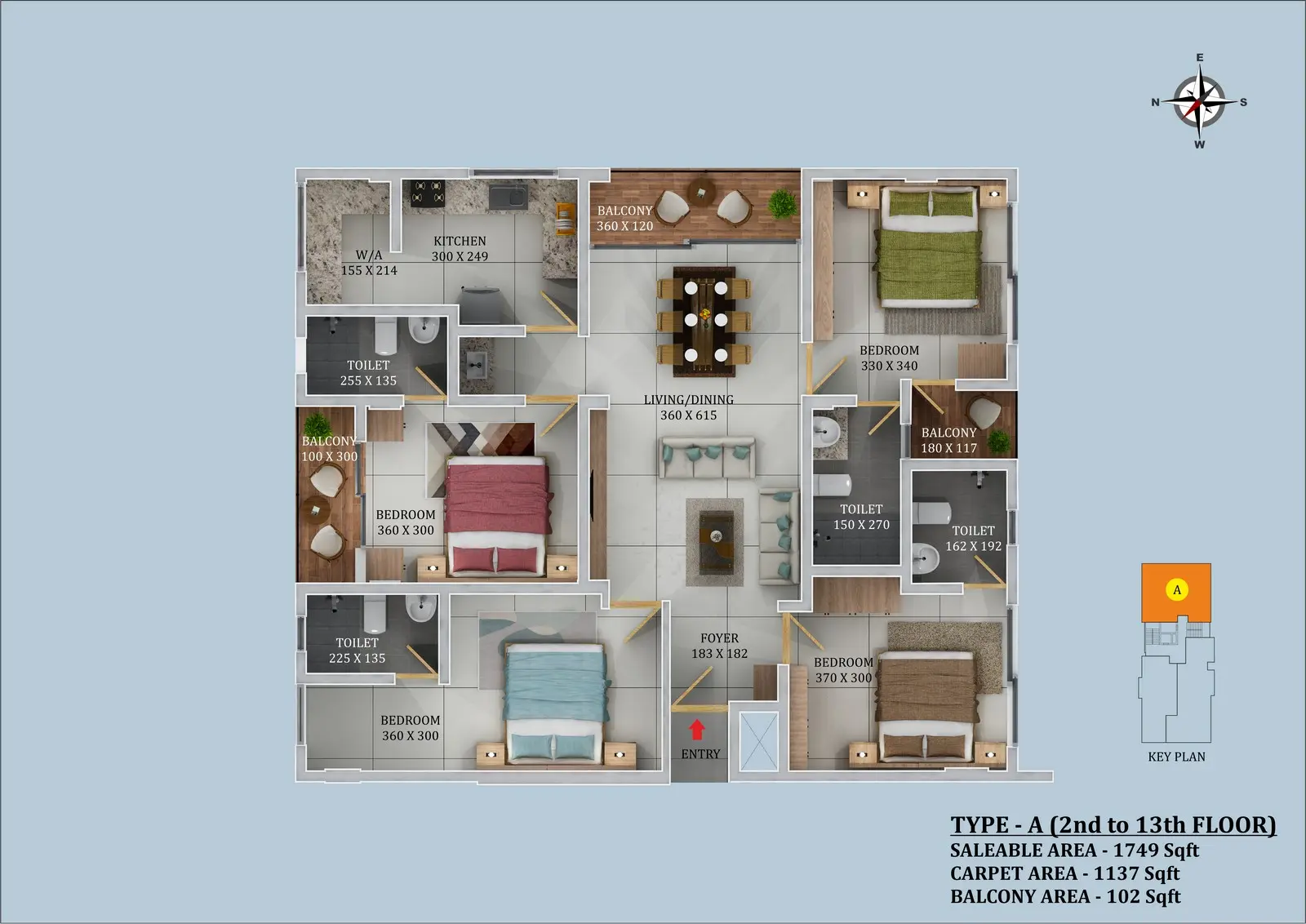 4 BHK Floor Plan