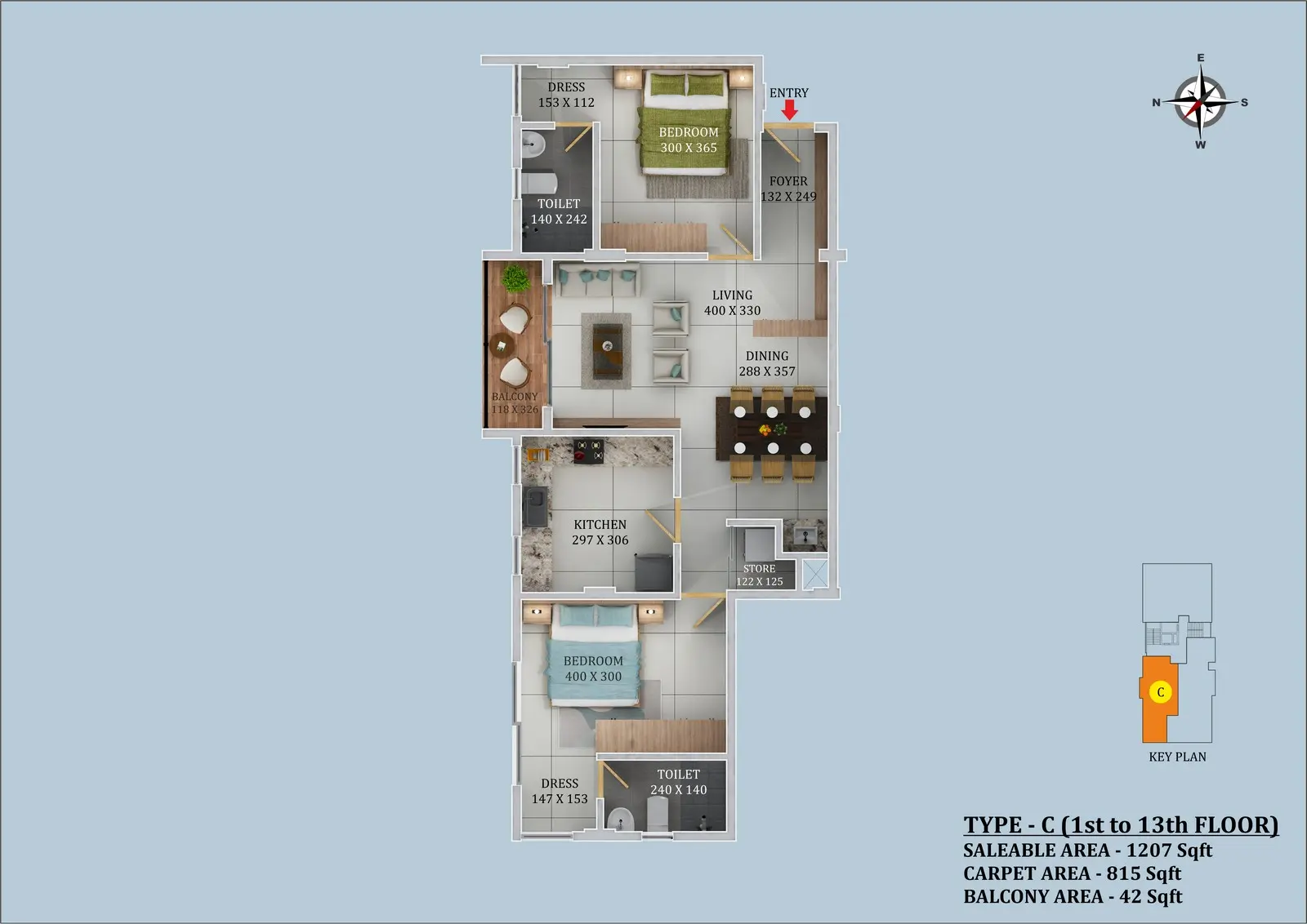 2 BHK Floor Plan